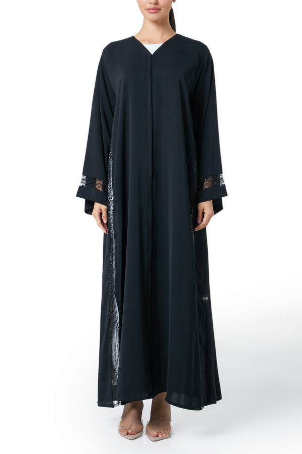 Black Royal Nada Abaya, Front Beadwork