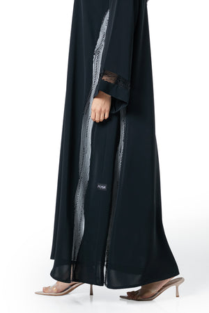 Black Royal Nada Abaya, Front Beadwork