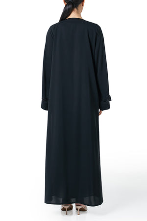 Black Royal Nada Abaya, Front Beadwork