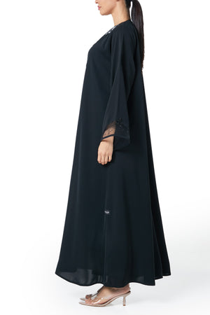 Black Royal Nada Abaya, Front Beadwork