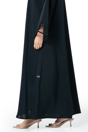 Black Royal Nada Abaya, Front Beadwork