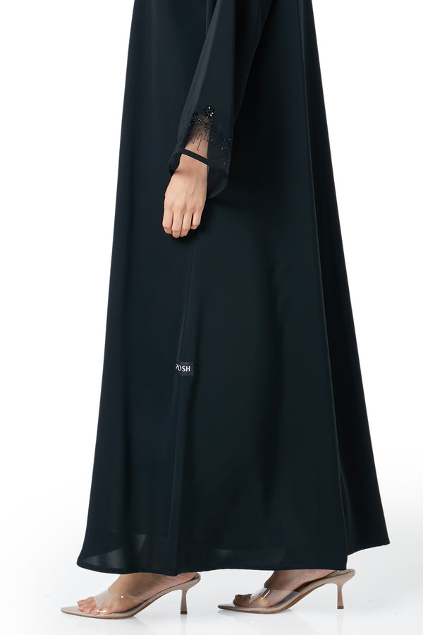 Black Royal Nada Abaya, Front Beadwork