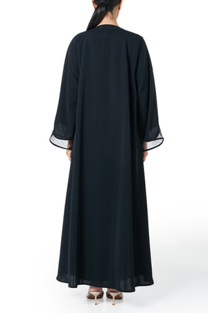 Black Royal Nada Abaya, Front Beadwork