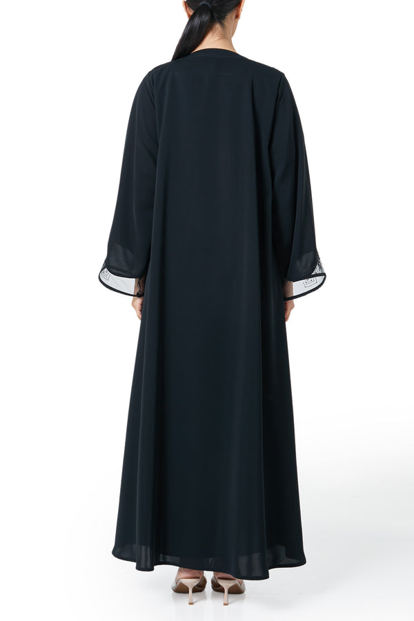 Black Royal Nada Abaya, Front Beadwork