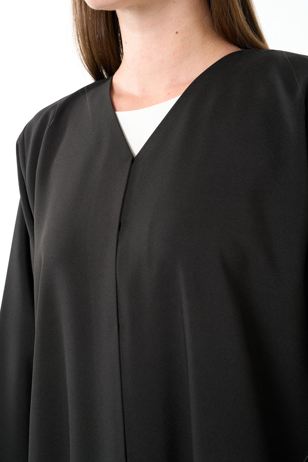 Black Kadi Crepe Abaya with Sleeve & Lower Beadwork