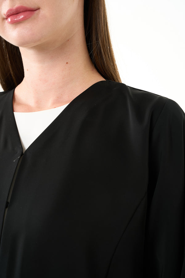 Black Royal Nada Custom Abaya, Side Lacework with Crystal Beads