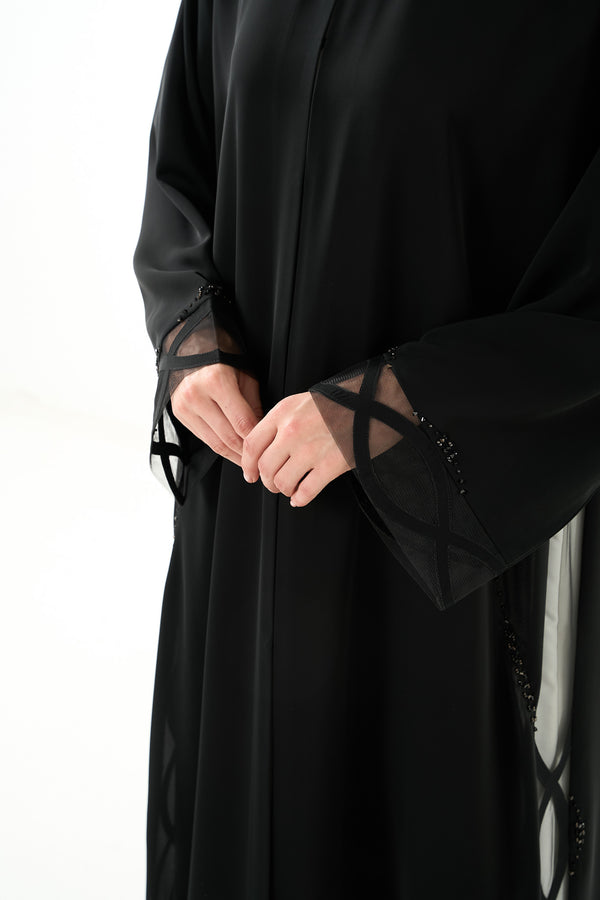Black Elite Nada Custom Abaya with Side Beadwork