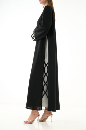 Black Elite Nada Custom Abaya with Side Beadwork