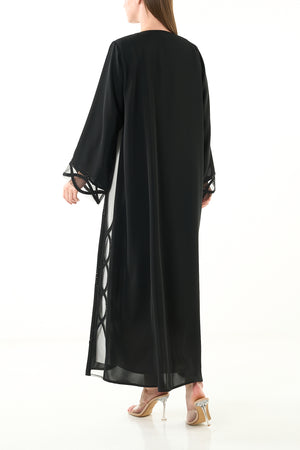 Black Elite Nada Custom Abaya with Side Beadwork