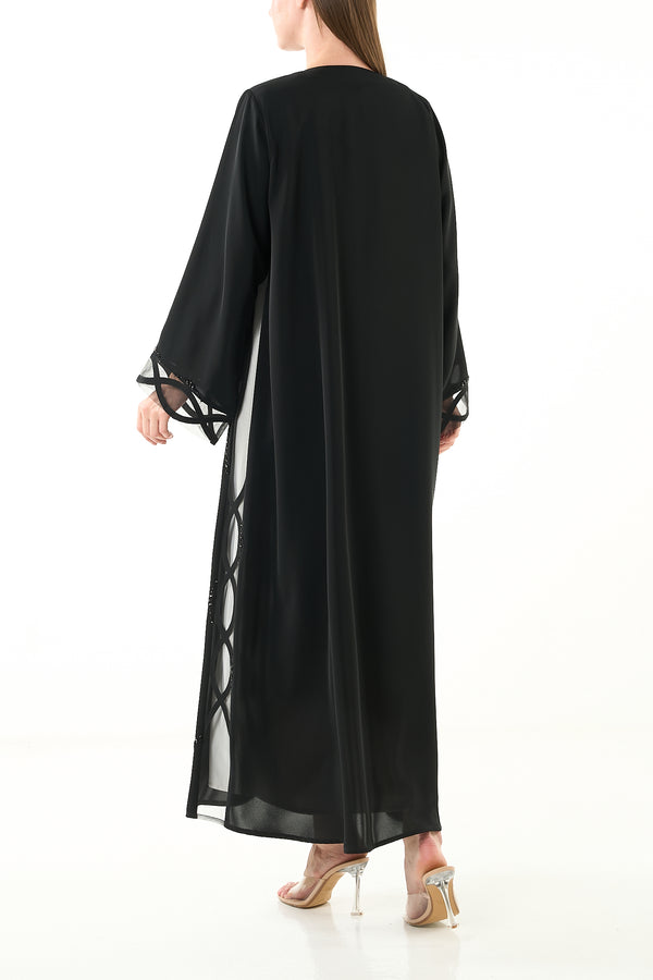 Black Elite Nada Custom Abaya with Side Beadwork