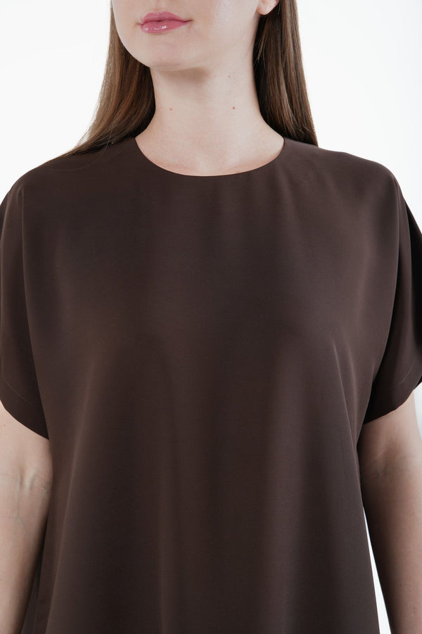 Rose Crepe Brown Abaya Underdress - Posh Abaya