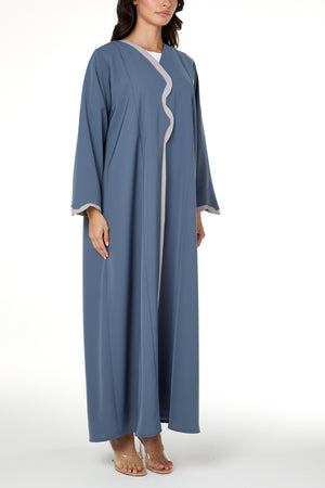 Blue Lio Crepe Abaya with Clean Minimal Design