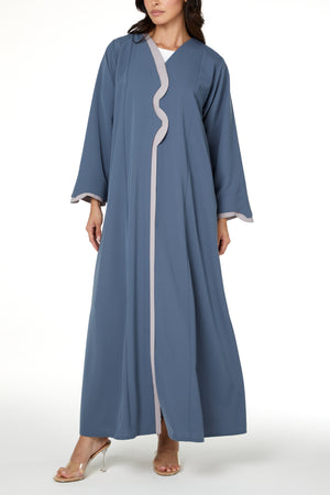 Blue Lio Crepe Abaya with Clean Minimal Design