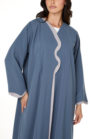 Blue Lio Crepe Abaya with Clean Minimal Design
