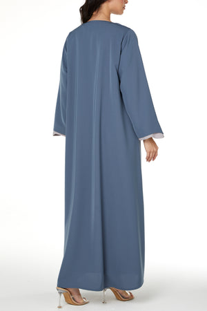 Blue Lio Crepe Abaya with Clean Minimal Design