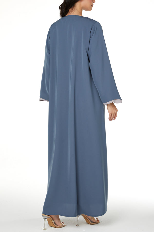 Blue Lio Crepe Abaya with Clean Minimal Design