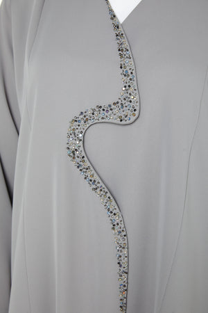 Green Sovia Crepe, Front Beadwork Detail