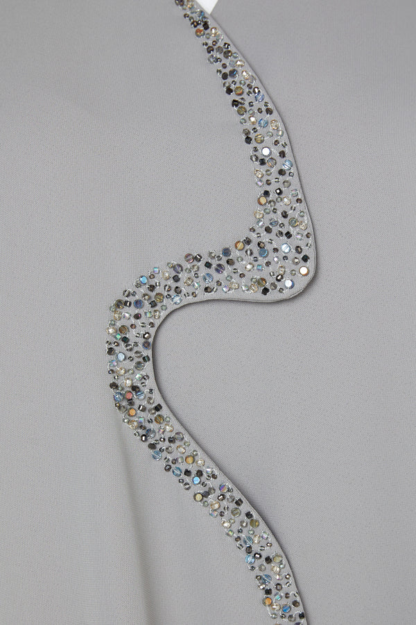 Green Sovia Crepe, Front Beadwork Detail