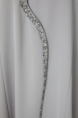 Green Sovia Crepe, Front Beadwork Detail