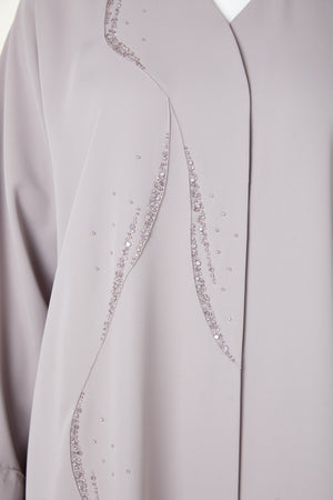 Pink Sovia crepe, Front Beadwork Pintuck Detail