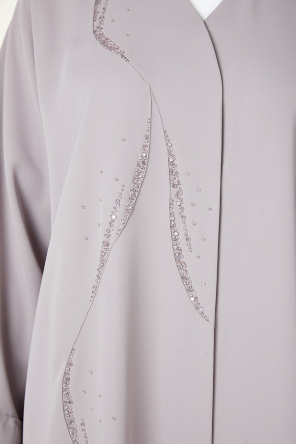 Pink Sovia crepe, Front Beadwork Pintuck Detail
