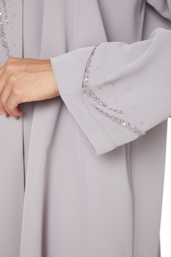 Pink Sovia crepe, Front Beadwork Pintuck Detail