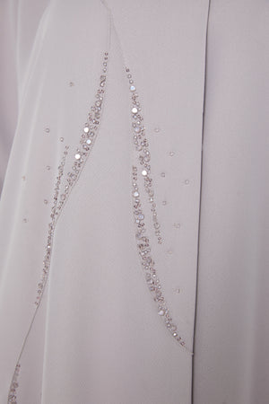 Pink Sovia crepe, Front Beadwork Pintuck Detail