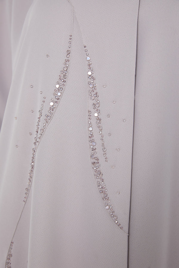 Pink Sovia crepe, Front Beadwork Pintuck Detail