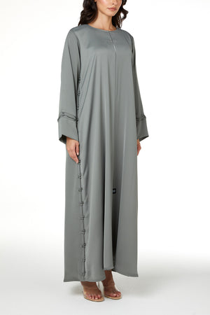 Green Dania Crepe Abaya, Soft Klosh Design