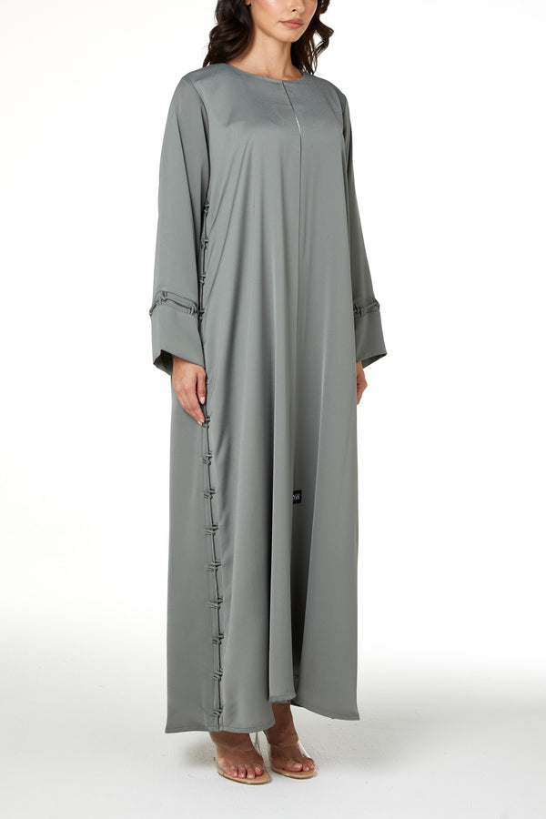 Green Dania Crepe Abaya, Soft Klosh Design