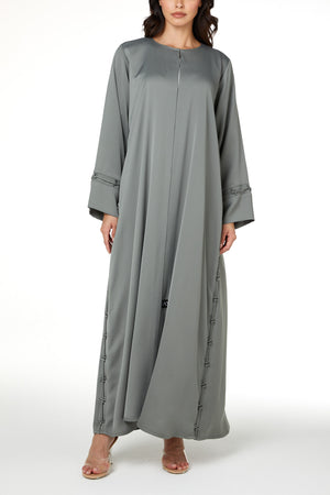 Green Dania Crepe Abaya, Soft Klosh Design