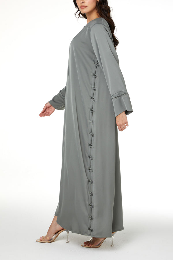 Green Dania Crepe Abaya, Soft Klosh Design