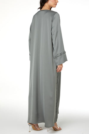 Green Dania Crepe Abaya, Soft Klosh Design