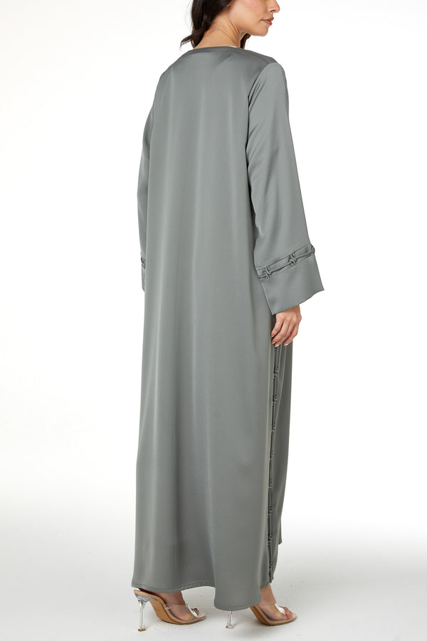 Green Dania Crepe Abaya, Soft Klosh Design
