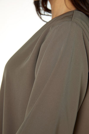 Green Lio Crepe Abaya with Sleeve Beadwork Detail
