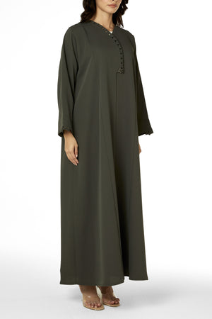 Green Sovia Crepe Abaya