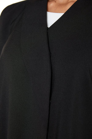 Black Kadi Abaya with Sleeve Embroidery Detail