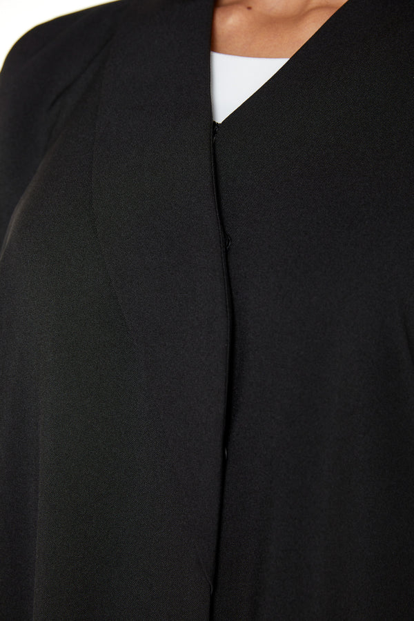 Black Kadi Abaya with Sleeve Embroidery Detail