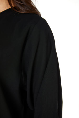Black Jaime Crepe Abaya with Braided Dori and Button Accent