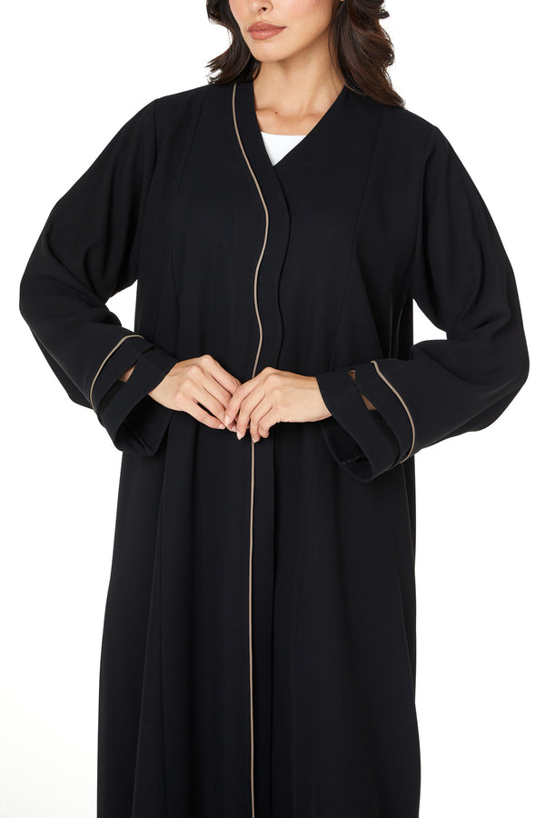 Black Wave Crepe Abaya