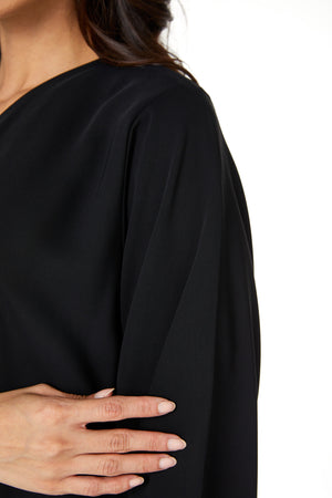 Black Layan Crepe, Side Embroidery Detail