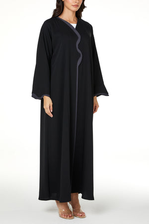 Black Layan Crepe Abaya with Clean Minimal Design