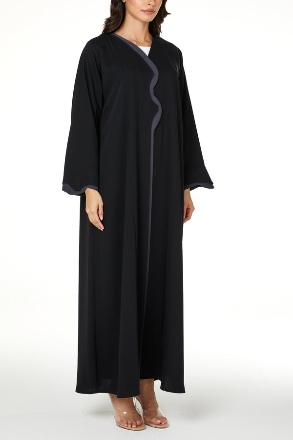Black Layan Crepe Abaya with Clean Minimal Design