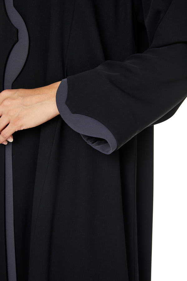 Black Layan Crepe Abaya with Clean Minimal Design