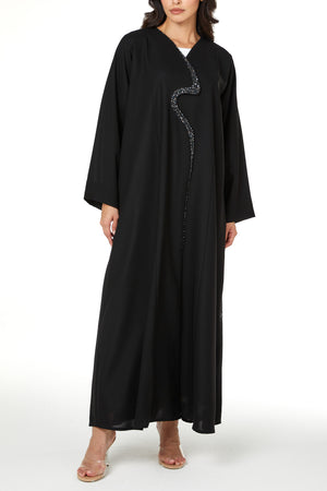 Black nova crepe, Front Beadwork Detail