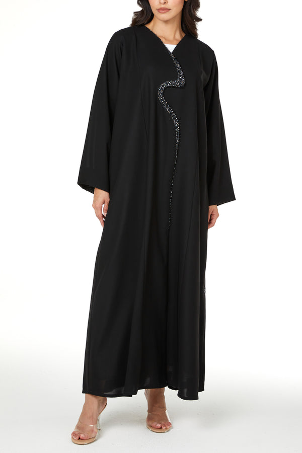 Black nova crepe, Front Beadwork Detail