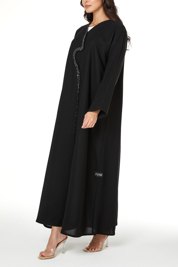 Black nova crepe, Front Beadwork Detail