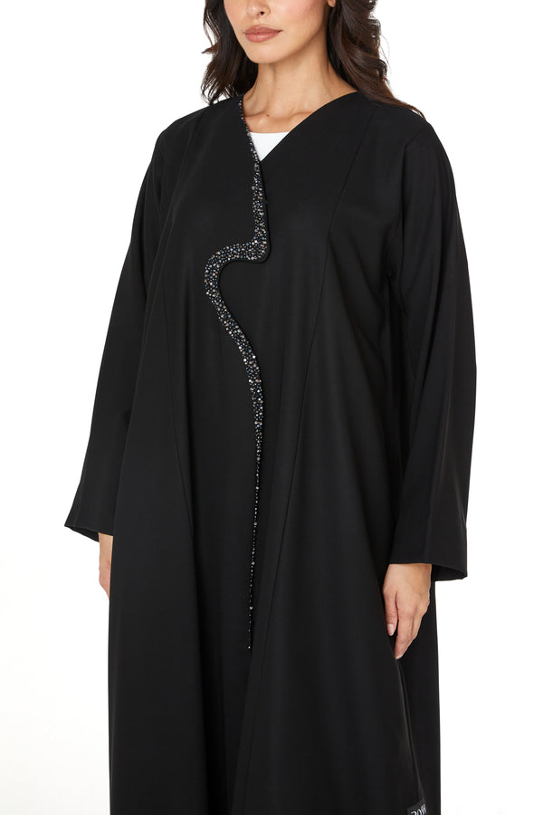 Black nova crepe, Front Beadwork Detail