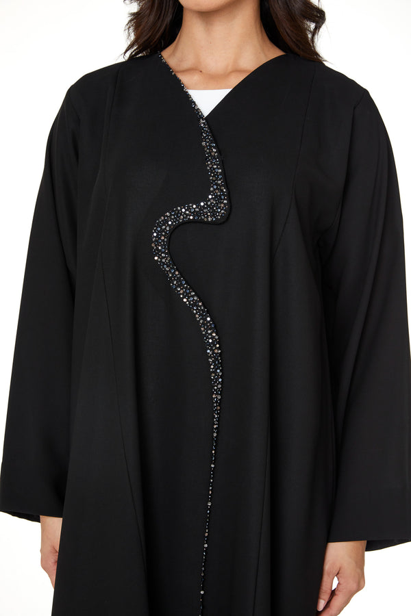 Black nova crepe, Front Beadwork Detail