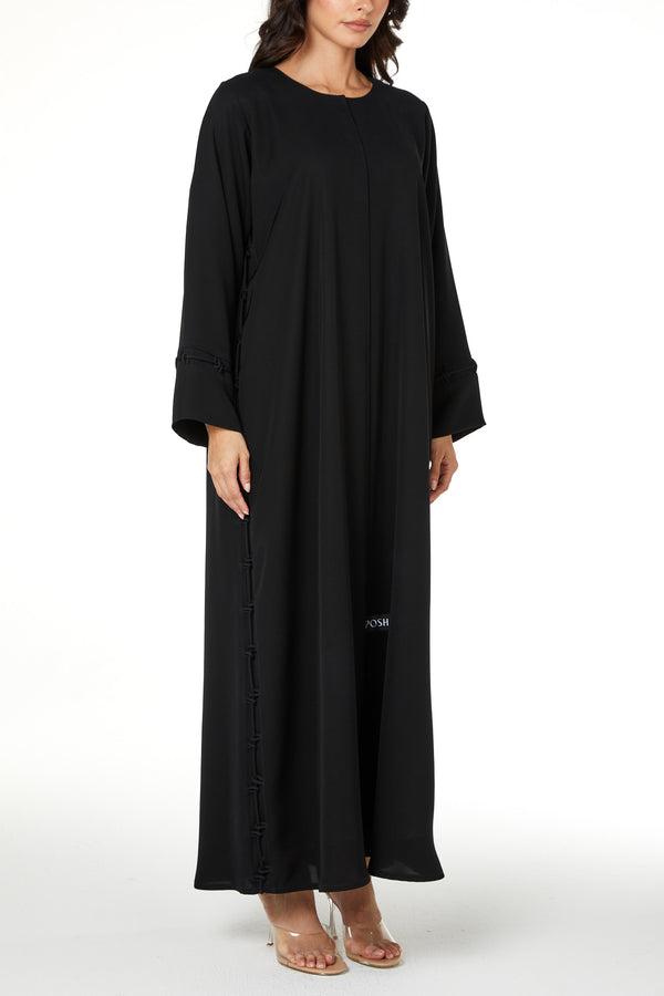 Black Farasha Crepe Abaya, Soft Klosh Design